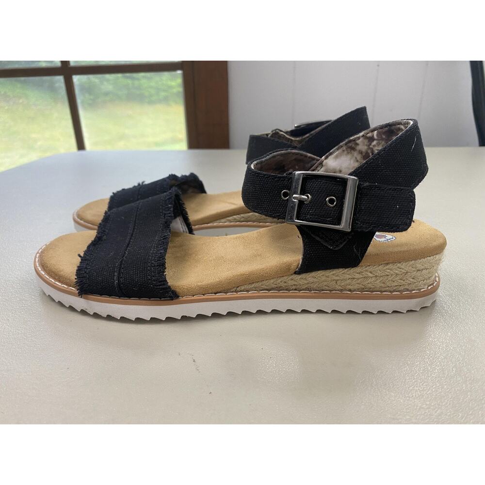 Skechers BOBS Espadrille Sandals Womens 9 Black Wedge Desert Kiss Adobe Princess - Picture 4 of 11